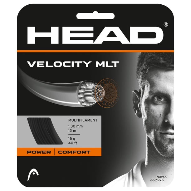 Juego de raquetas de tenis String Head Velocity MLT de 40 pies, calibre 17, color negro