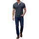 thumbnail image 2 of INSPIRE CHIC Camisetas Henley de Hombre de Manga Corta Casual con Ribete en Contraste XL Azul Marino, 2 of 6