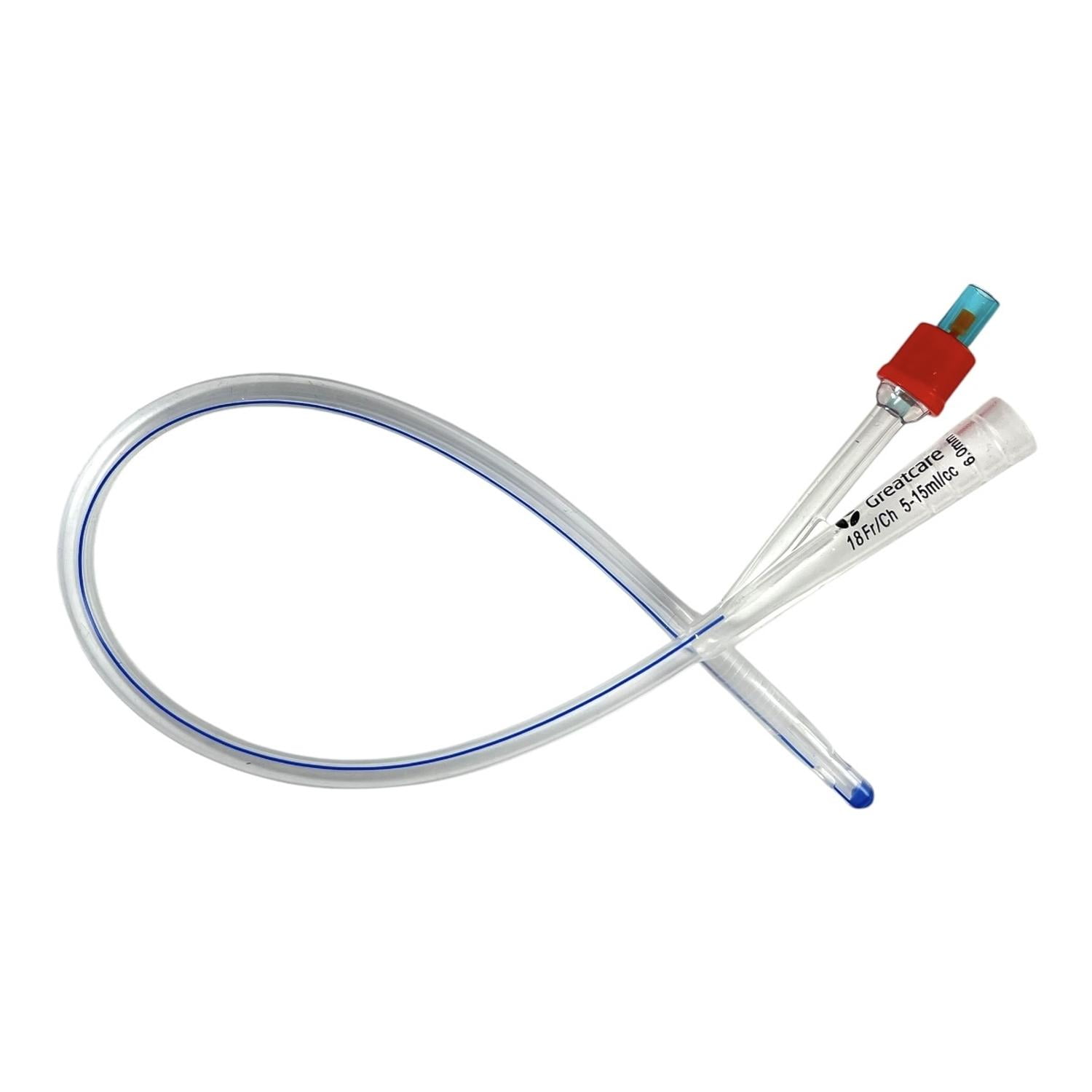 Greatcare - Sonda Foley 2 Vias 18 Fr 100% Silicona Con Balon X 10 Un Rojo