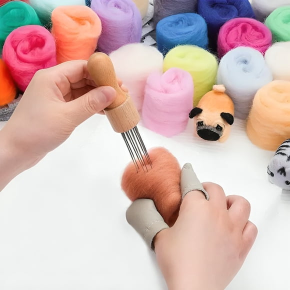 Kit 50 Vellón Lanas Fieltro Agujas Needle Felting Accesorios