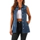 thumbnail image 1 of INSPIRE CHIC Chaleco de Mezclilla para Mujer sin Mangas con Botones de Largo Medio Casual Chaleco de Jean Azul Oscuro L, 1 of 6