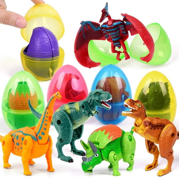 Huevos de Pascua rellenos OCATO con juguetes de dinosaurios Deformation, paquete de 6