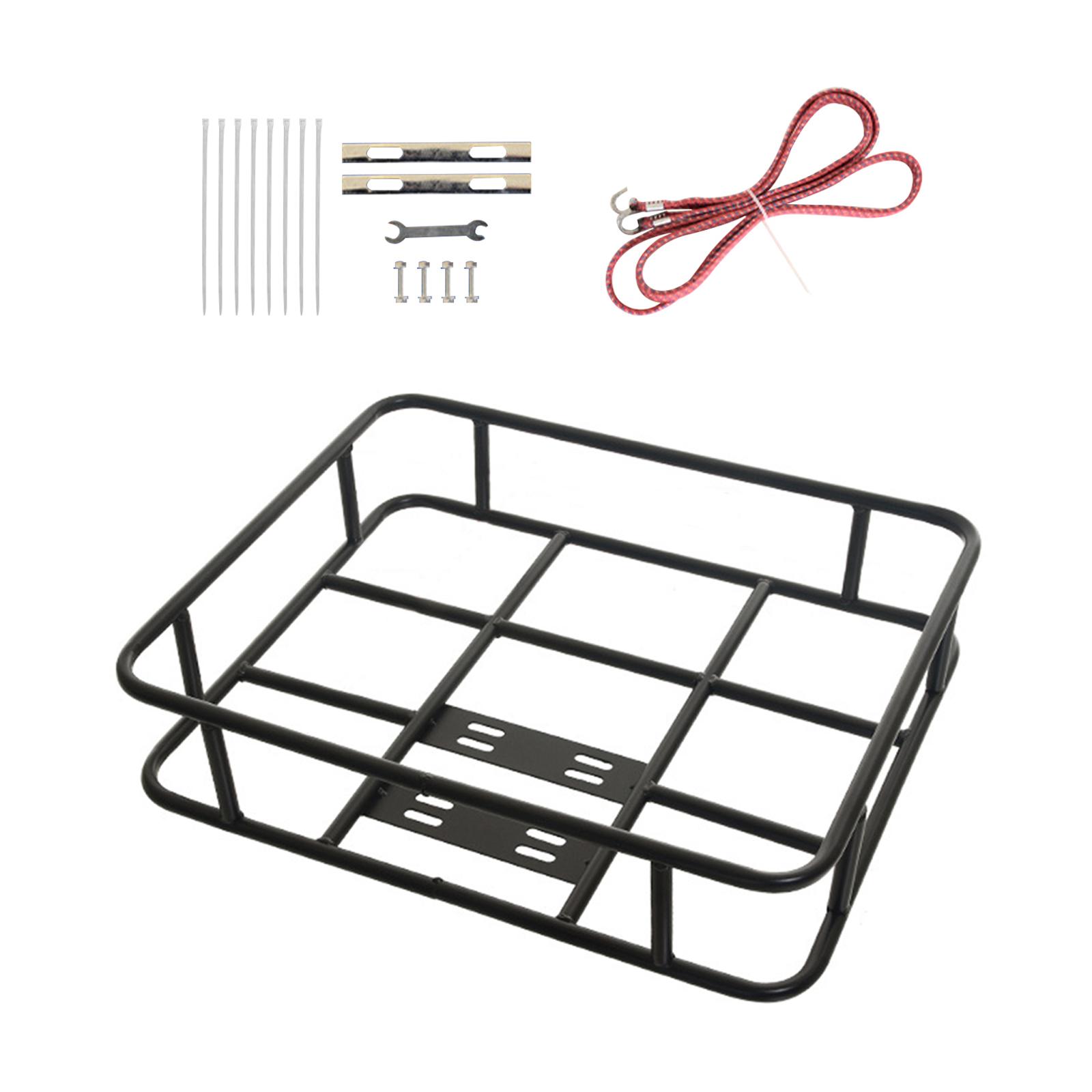 Ioensy - Cesta Trasera Para Bicicleta Con Correa Para Equipaje, Portaequipajes De Hierro, Cesta Para Bicicleta De 53Cm X 43Cm