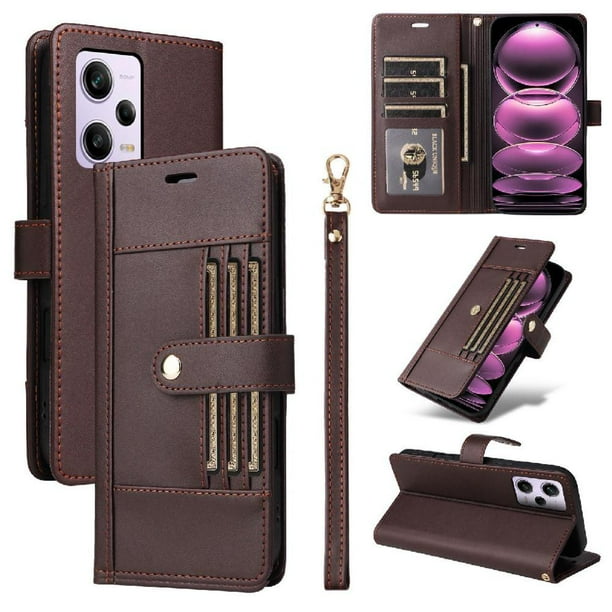 FOXDOCK Funda tipo Cartera para Xiaomi Redmi Note 12 Pro 5G – Cubierta de Cuero PU con Múltiples Ranuras, Bolsillo para Efectivo y Correa de Muñeca