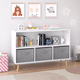 thumbnail image 3 of Kids bookcase with Collapsible Fabric Drawers, Children's Book Display, Toy Storage Cabinet Organizer, White/Gray, 3 of 3