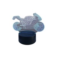 Lelumania - Lampara Ilusion 3D Moto De 7 Colores, Base Touch