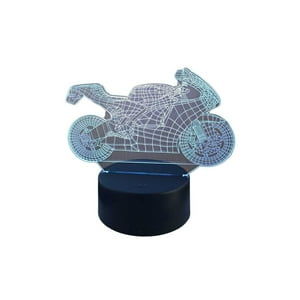 Lelumania - Lampara Ilusion 3D Moto De 7 Colores, Base Touch