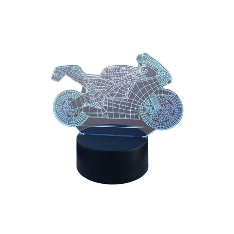 Lelumania - Lampara Ilusion 3D Moto De 7 Colores, Base Touch