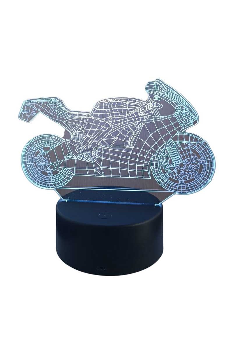 Lelumania - Lampara Ilusion 3D Moto De 7 Colores, Base Touch