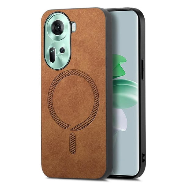 Magnetic Slim Case for OPPO Reno 11 5G with Camera Guard & Anti-Scratch Back Brown