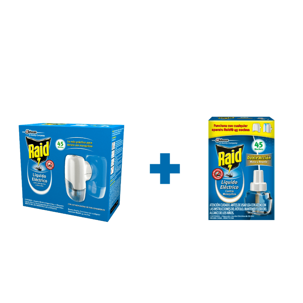 Pack Raid Aparato Con Repuesto + Repuesto Liquido Electrico