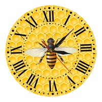 Magideal - Abeja Redonda En Colmena Amarilla Relojes De Pared 12 Pulgadas Fácil De Leer Para Cocina Modo Silencioso Grandes Números Arábigos Movimiento De Cuarzo