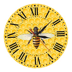 Magideal - Abeja Redonda En Colmena Amarilla Relojes De Pared 12 Pulgadas Fácil De Leer Para Cocina Modo Silencioso Grandes Números Arábigos Movimiento De Cuarzo