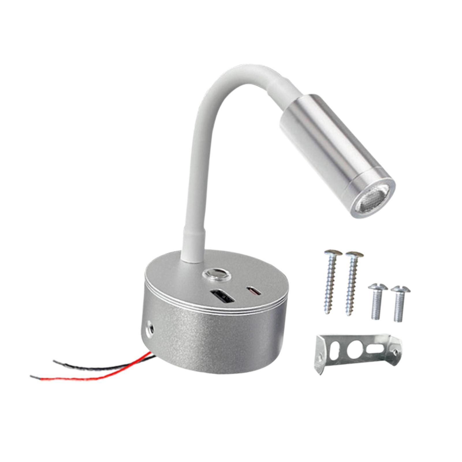 Magideal - Lámpara De Lectura Para Rv, Iluminación Interior, Ligera, Resistente, Con Interruptor Táctil, Luz De Lectura Led De 12 V Y 24 V Para Remolque Y Plata B