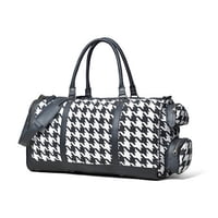 Cartera De Viaje Duffle Sharo Classic Leather Jacquard Blanco Y Negro