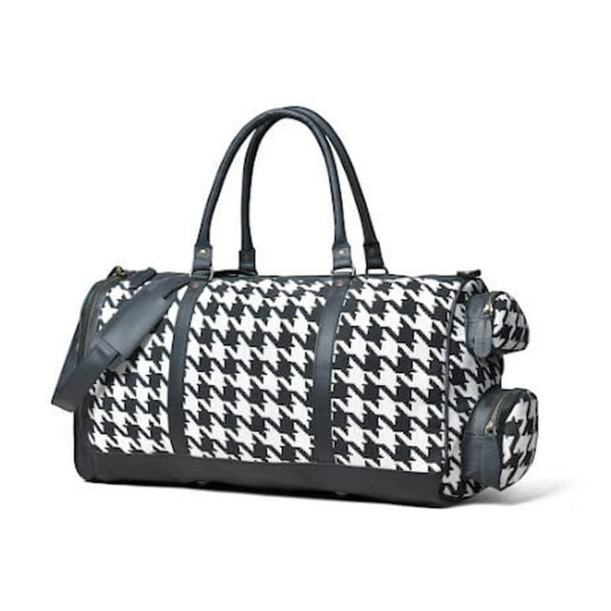 Cartera De Viaje Duffle Sharo Classic Leather Jacquard Blanco Y Negro
