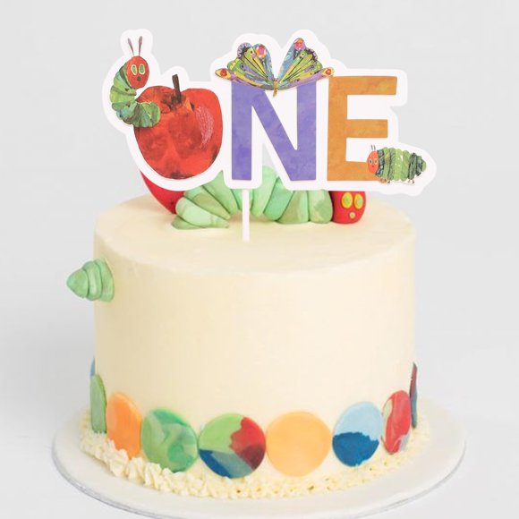 Adorno para pastel RSOLIET 19 cm La Oruga Muy Hambrienta para primer cumpleaños