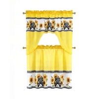 Genérico - Set 3 Piezas Cortina Para Cocina Con Diseño Color Amarillo