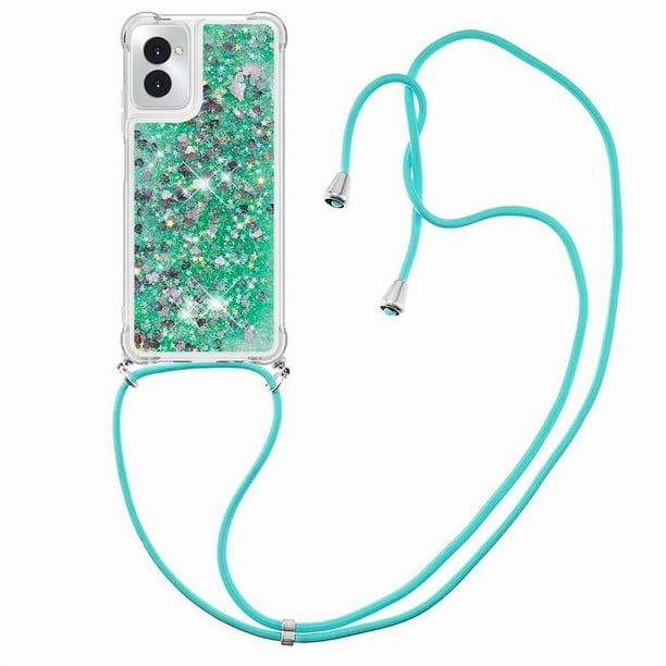 Funda FOXDOCK para Motorola Moto G Power 5G 2024 con Cuerda Ajustable, Brillo Líquido, Protección Antigolpes y Lente – Ideal para Regalo