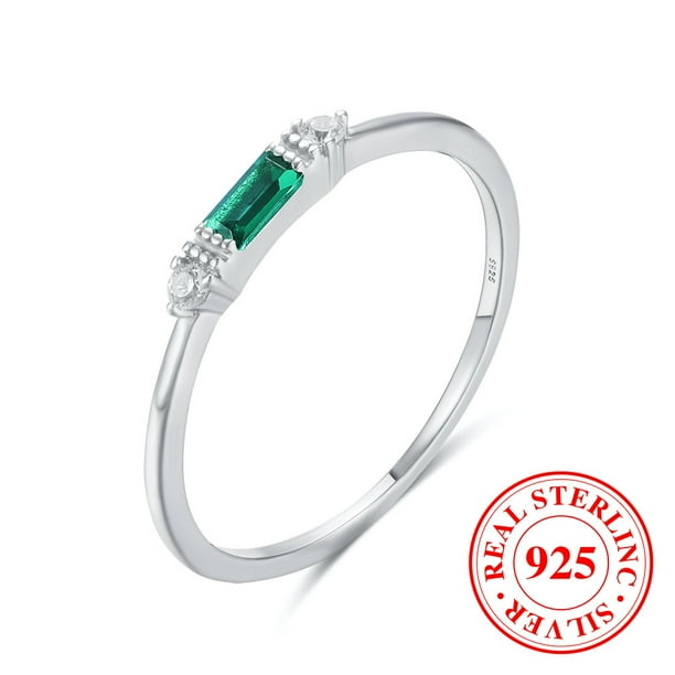 Eternity Ring - 925 Sterling Silver with Green Zircon - Perfect for Engagement, Wedding, and Promise - Women's Bride Decor Gift