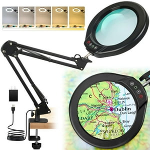Ivmaie - Lámpara De Escritorio Ajustable Led 10X Con Lupa Con Luz