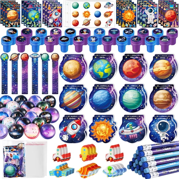 Set de recuerdos de fiesta con temática del espacio exterior de Ben-Louis, 108 piezas, para niños