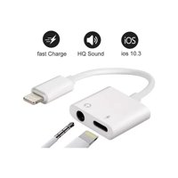 Genérico - Adaptador Lightning Audífonos Cargador 2 En 1 Para Carga Y Audio