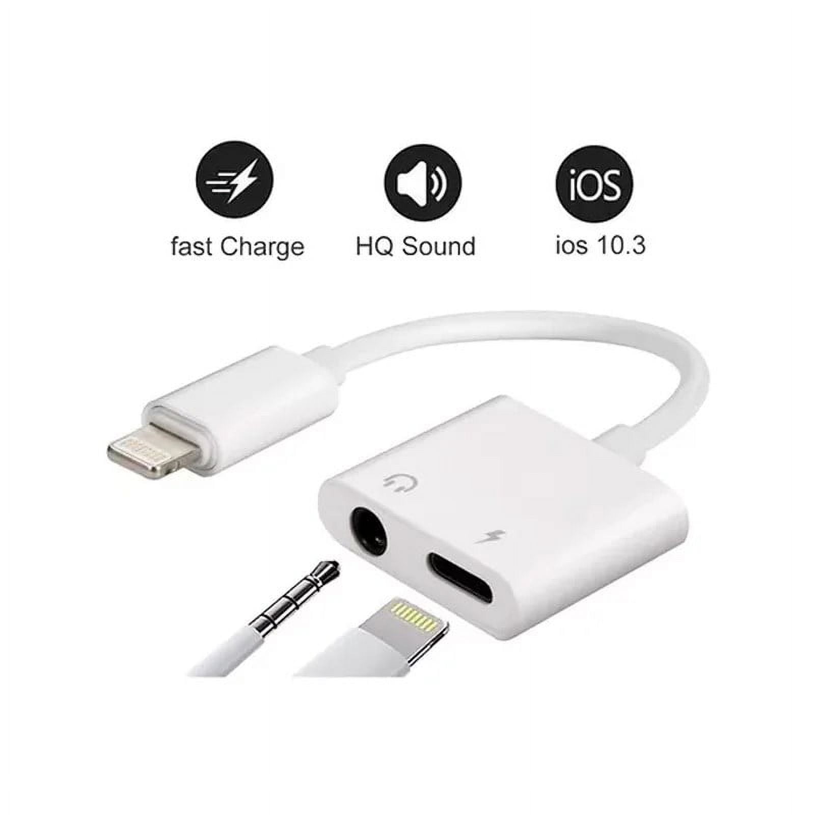 Genérico - Adaptador Lightning Audífonos Cargador 2 En 1 Para Carga Y Audio
