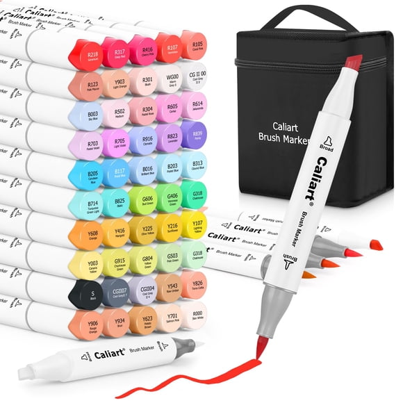 Brochas con forma de alcohol Caliart, 51 colores, doble punta, para artistas