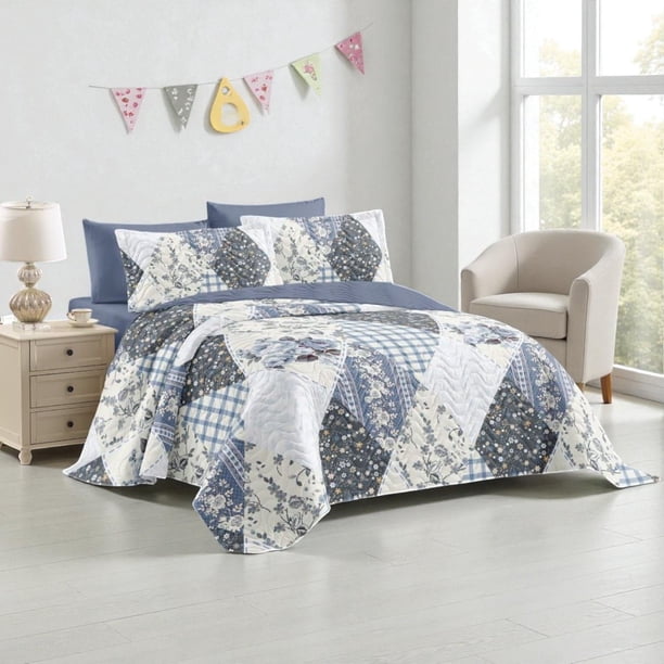 Cubrecama Quilt De Verano De 2 Plazas Medida 230x250cm Delgado + 2 Fundas De Almohada CMV2P-GS-45
