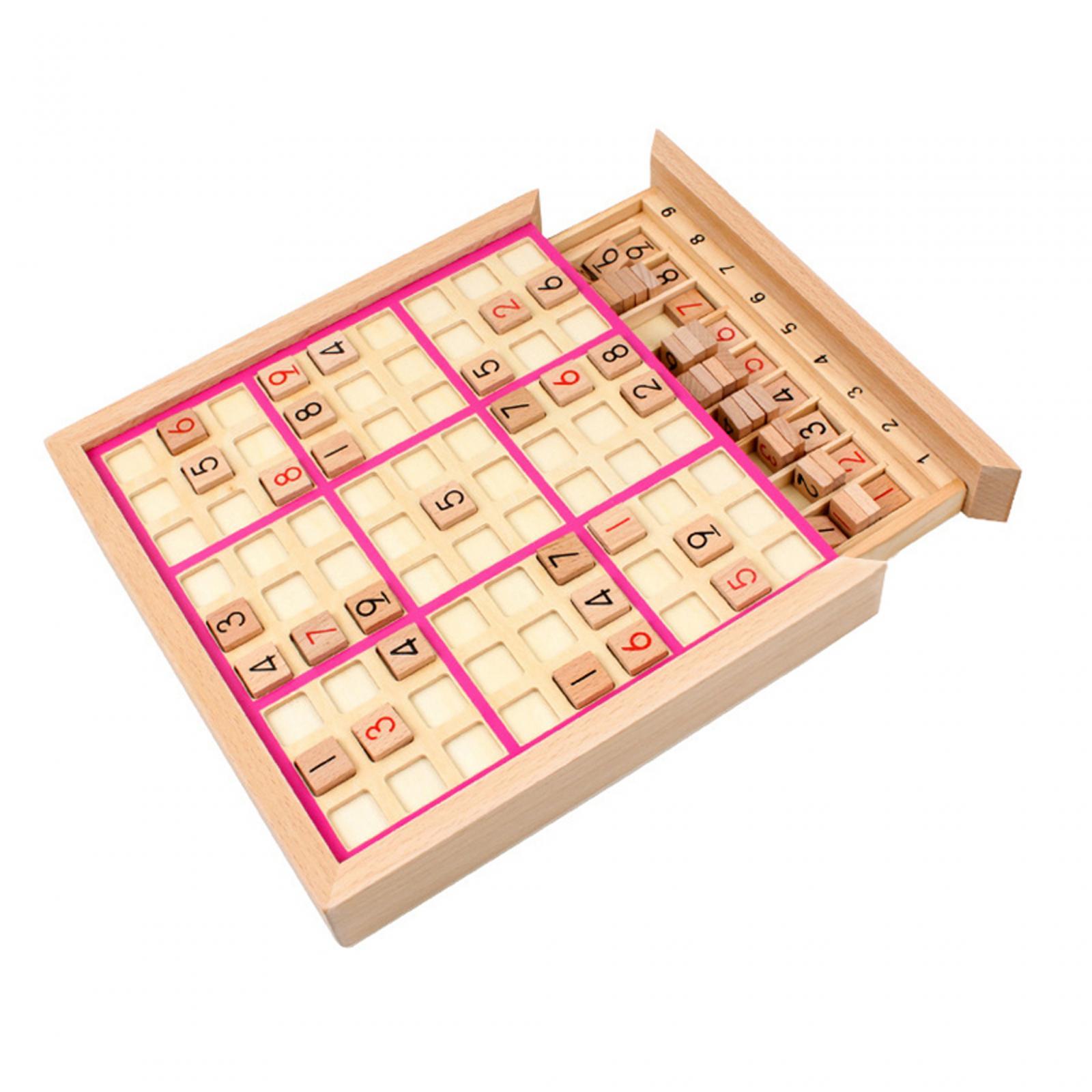 Magideal - Juego De Sudoku De Madera, Juguete De Aprendizaje, Juego Familiar Portátil, Juego De Pensamiento Numérico, Juguete Para Regalo De Matemáticas Para Niñ Rosa