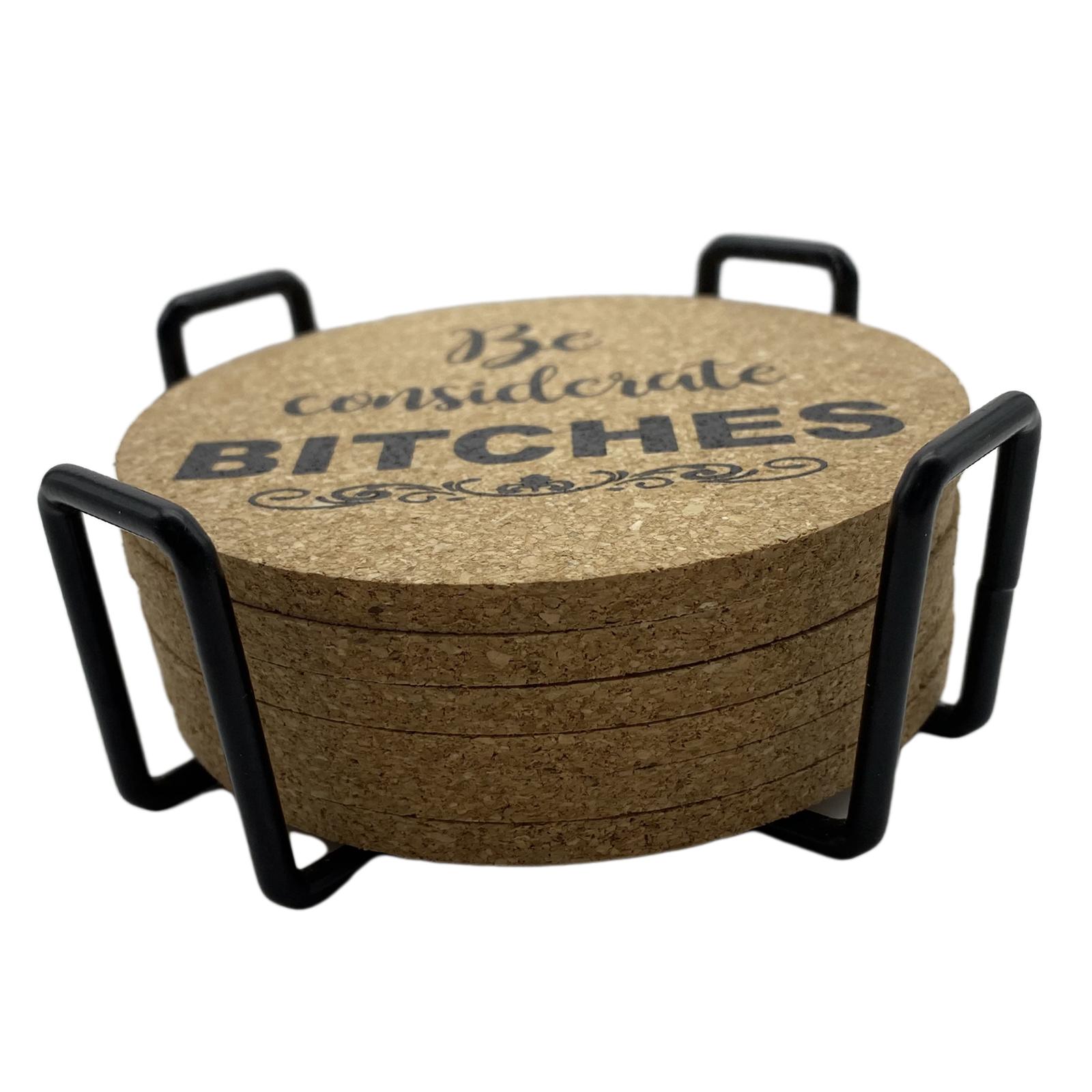 Magideal - Posavasos De Corcho De 6 Piezas Con Soporte,