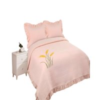 Genérico - Quilt Cubrecama De Verano Con Flores Bordadas 2 Plazas Beige 2