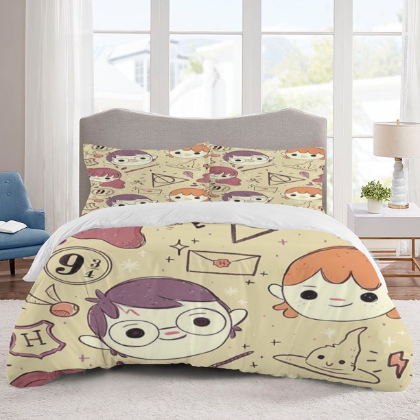 Harry potter Bedding Sets Cartoon Duvet Cover Lightweight 3 Piece Bet Sets for Kids Boys Girls