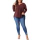 thumbnail image 2 of Agnes Orinda Tops de Mujer de Talla Grande Blusas de Mujer con Manga Larga Cuello en V con Pliegues Frontales Talla 4X Burdeos, 2 of 6