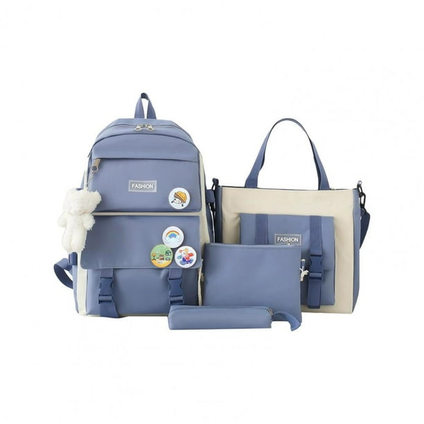 4 Pcs/Set Student Backpack Set Includes Crossbody Bag Pencil Case And Tutoring Bag Large Capacity Zipper Closure Travel Backpack