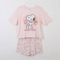Pijama Manga Corta Mujer Rosado Sweet Snoopy