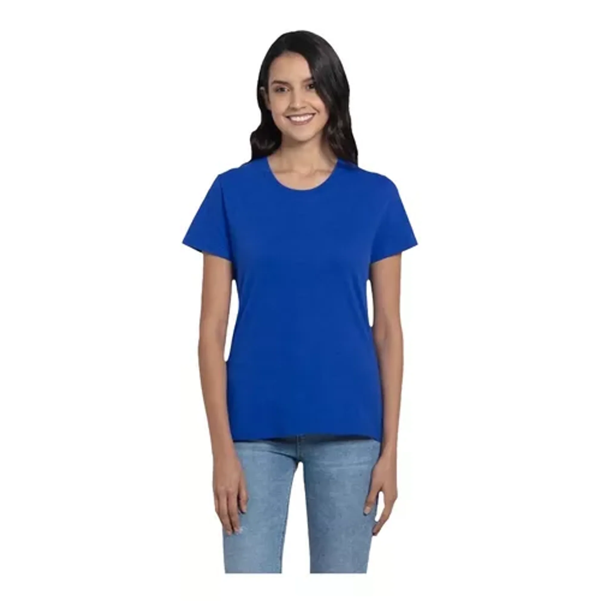 Creaprint - Polera Algodon Mc Mujer Azul Royal Talla S