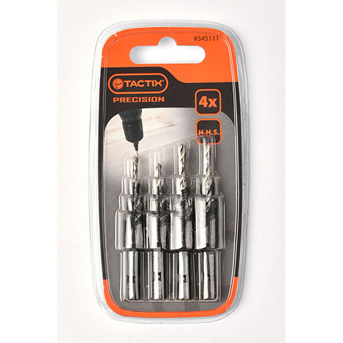 Tactix - Set De Brocas Avellanadoras 4 Piezas 6 8 10 12