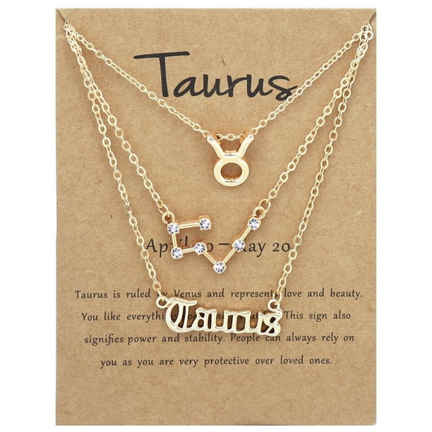 Gorgeous 3-Pack Zodiac Alphabet Symbols Rhinestone Clavicle Chain Necklaces