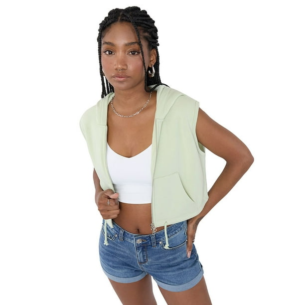 Polerón Mujer Hoddie Sin Mangas Verde Claro Corona