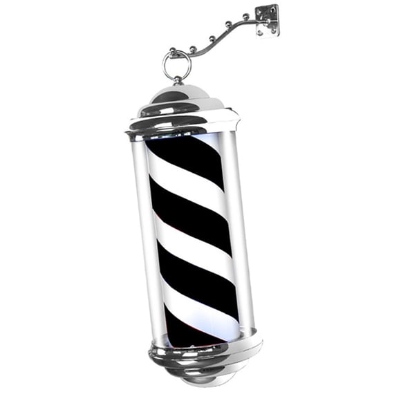 Letrero de salón con luz giratoria de ahorro de energía para montaje en pared/soporte colgante de rayas estilo retro, poste de barbería para exteriore 40cm Negro Blanco