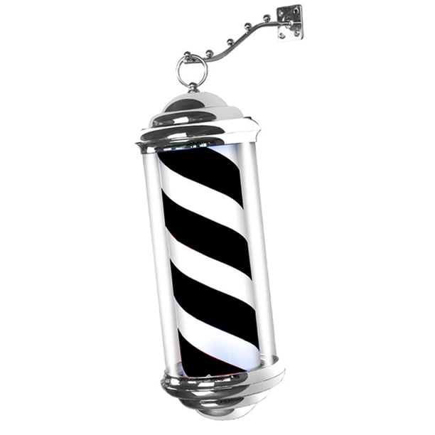 Letrero de salón con luz giratoria de ahorro de energía para montaje en pared/soporte colgante de rayas estilo retro, poste de barbería para exteriore 40cm Negro Blanco