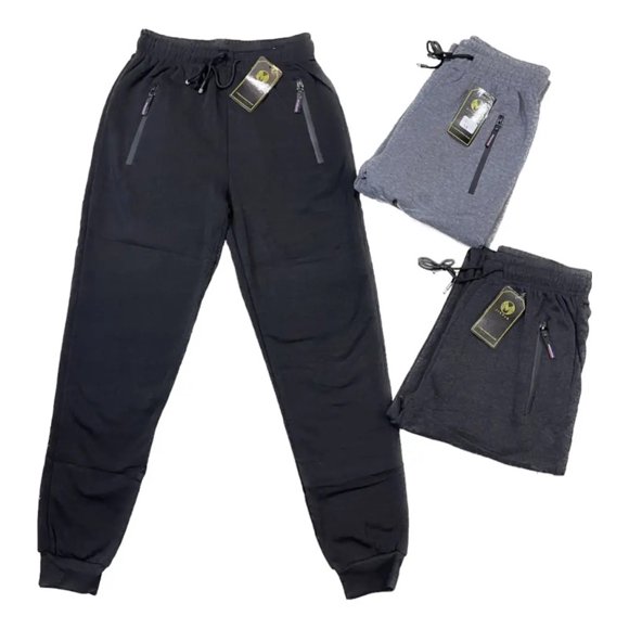 Pack 3 Pantalones Buzo Hombre Algodón. Forrado Polar Lineas