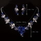 thumbnail image 2 of Bridal Jewelry Ladies Wedding Dress Wedding Accessories Royal Blue Leaf Shaped Flower Rhinestone Necklace Earring Set Wedding Set Chain Stage Performance Necklace, 2 of 3