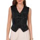 thumbnail image 1 of INSPIRE CHIC Chaleco Vintage para Mujer con Cuello en V y Botones Estilo Steampunk Victoriano Chaleco de Traje Jacquard M Negro, 1 of 6
