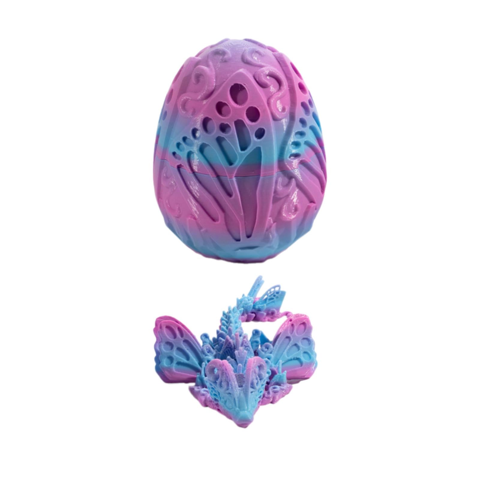 Dragón Impreso En 3D Articulado Dentro De Huevo - Figura Mítica De Color Púrpura Radiante, Articulaciones Móviles