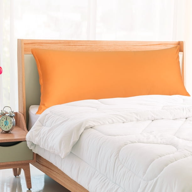 PiccoCasa 1Pc Funda de Almohada Cremallera Algodón de Fibra Larga, Estándar Naranja