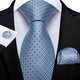 thumbnail image 2 of Corbata celeste formal hombre paño y colleras Celeste Diamantes, 2 of 5