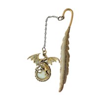 Bothyi - Marcapáginas De Metal Con Diseño De Dragón Y Plumas Vintage, Ideal Como Regalo Para Amantes De Los Libros, Para Mujeres Y Hombres, Dorado Antiguo.